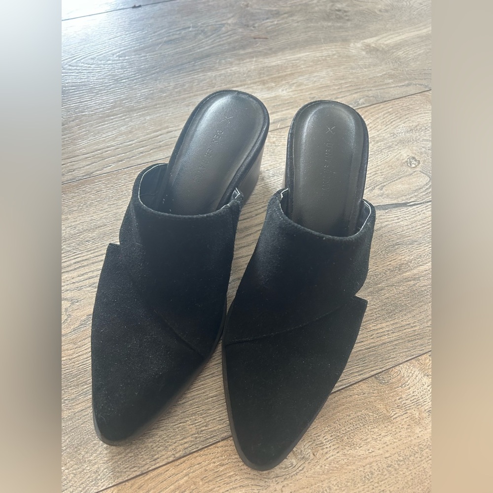 Vintage Black Suede Slip-On Block Heel Mules Denver Hayes 8.5 - Picture 2 of 2